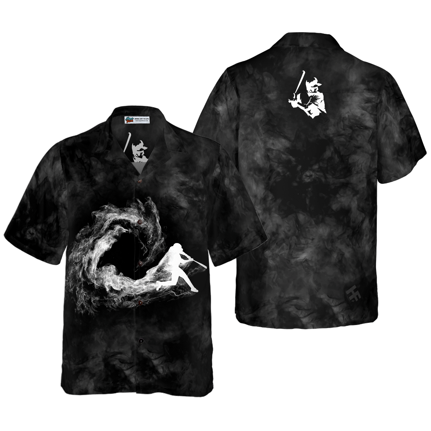 Baseball Player On Smoke Background Hawaiian Shirt - Hyperfavor