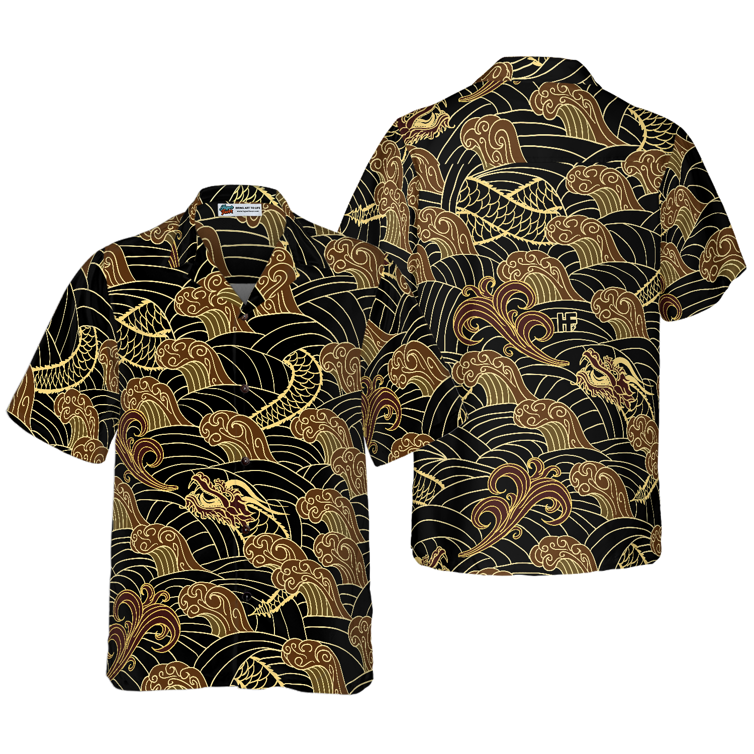 Traditional Dragon Pattern Hawaiian Shirt - Hyperfavor