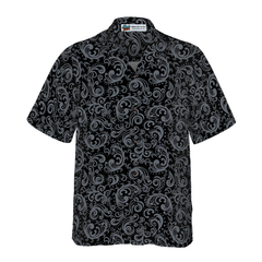 Premium Black And White Baroque Style Goth Hawaiian Shirt - Hyperfavor