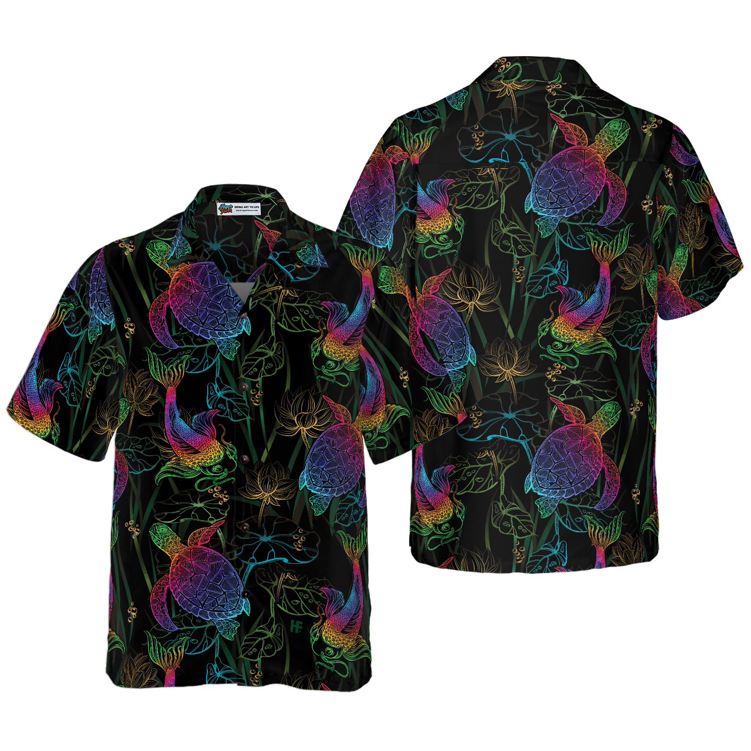 Koi, Lotus And Turtle Hawaiian Shirt - Hyperfavor
