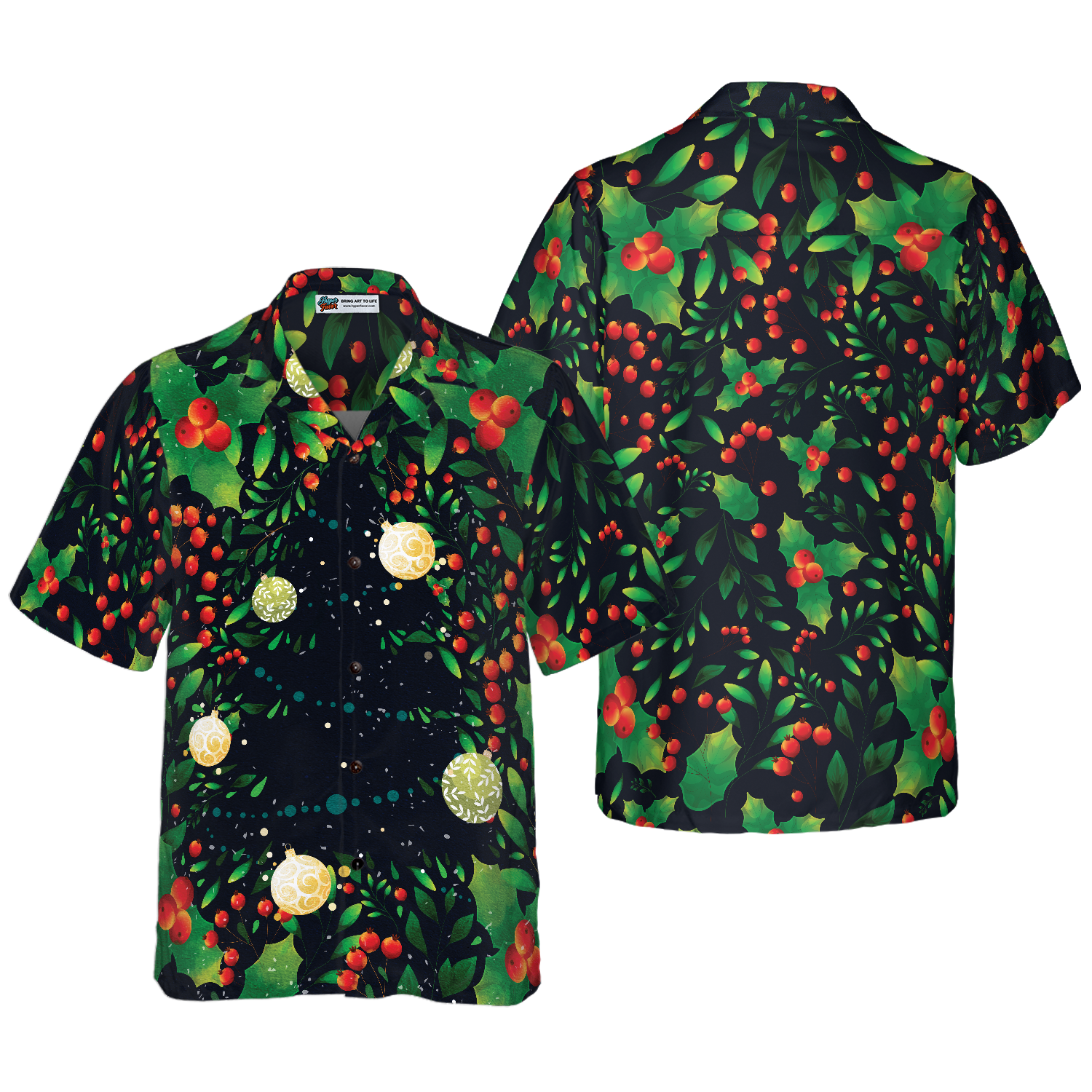 Hyperfavor Christmas Tree Pattern Hawaiian shirt, Christmas Shirts Short Sleeve Button Down Shirt For Men And Women - Hyperfavor
