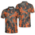 Orange Camouflage Tennis Polo Shirt, Tennis Player Silhouette Pattern Polo Shirt, Camo Golf Shirt For Men - Hyperfavor