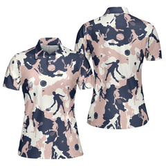 Pink Camouflage Tennis Girl V2 Short Sleeve Women Polo Shirt, Camo Tennis Shirt For Ladies - Hyperfavor