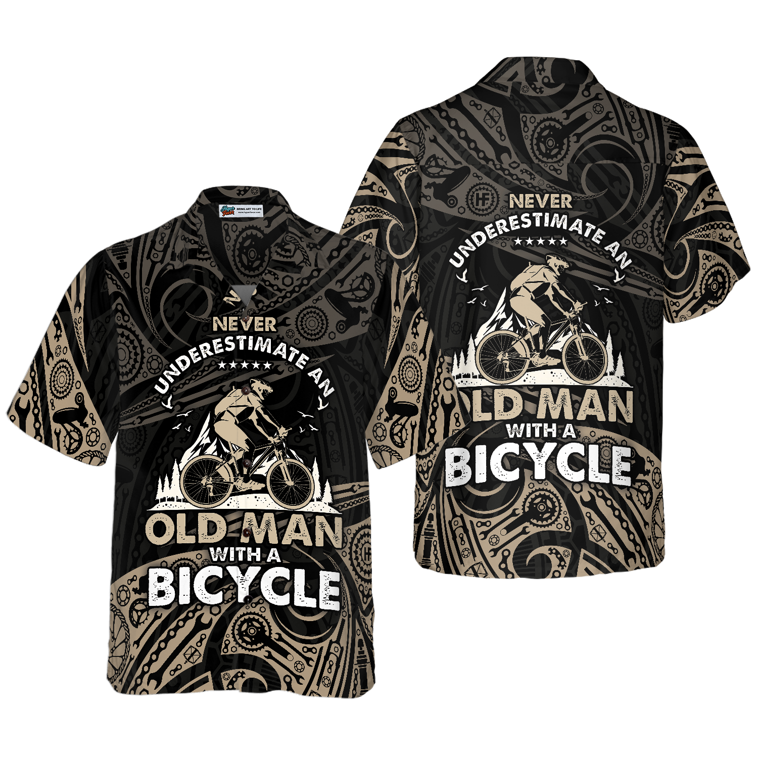 Never Underestimate An Old Men With A Bicycle Hawaiian Shirt - Hyperfavor