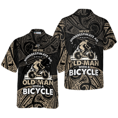 Never Underestimate An Old Men With A Bicycle Hawaiian Shirt - Hyperfavor