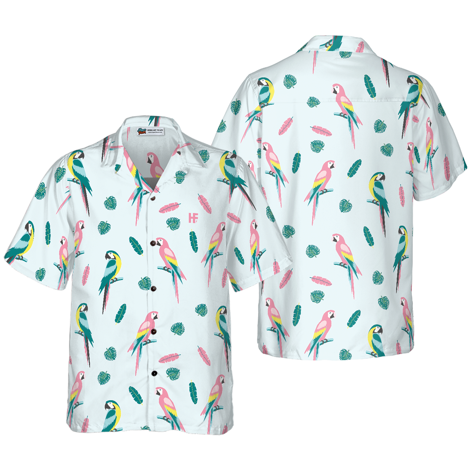Men's Parrot And Exotic Leaves Shirt Hawaiian Shirt - Hyperfavor