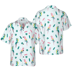 Men's Parrot And Exotic Leaves Shirt Hawaiian Shirt - Hyperfavor