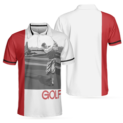 Man Playing Golf Short Sleeve Polo Shirt, Golfer Graphic Polo Shirt, Best Golf Shirt For Men - Hyperfavor