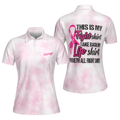 This Is My Fight Shirt Breast Cancer Awareness Short Sleeve Women Polo Shirt, Pink Tie Dye Breast Cancer Shirt - Hyperfavor