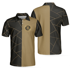 Golden Bitcoin Cryptocurrency Polo Shirt, Best Cryptocurrency Short Sleeve Polo Shirt For Adults - Hyperfavor