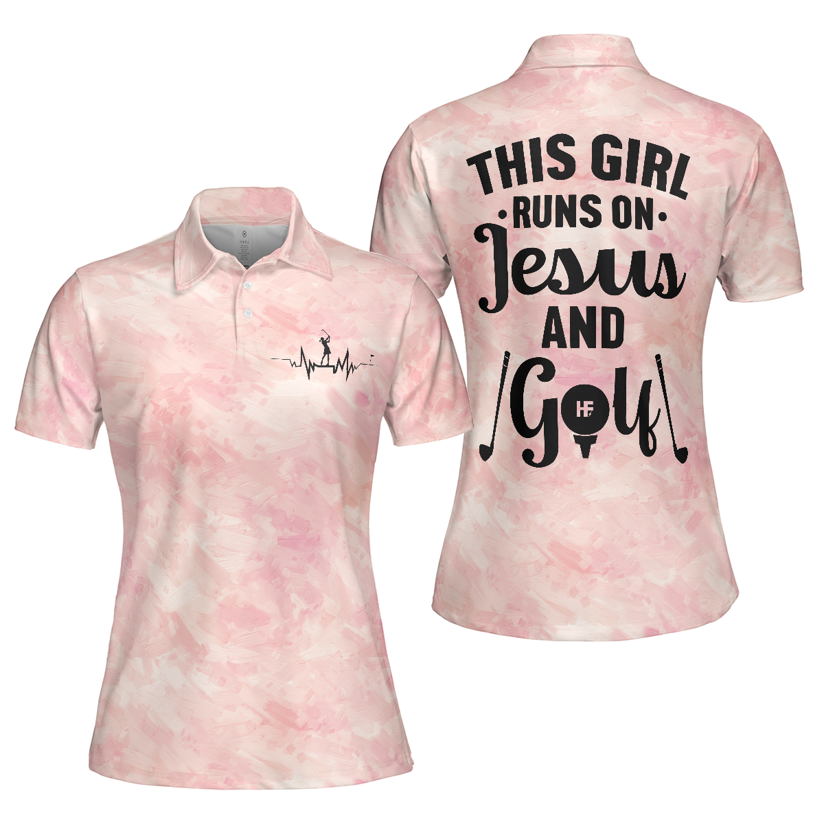 This Girl Runs On Jesus And Golf Short Sleeve Women Polo Shirt - Hyperfavor