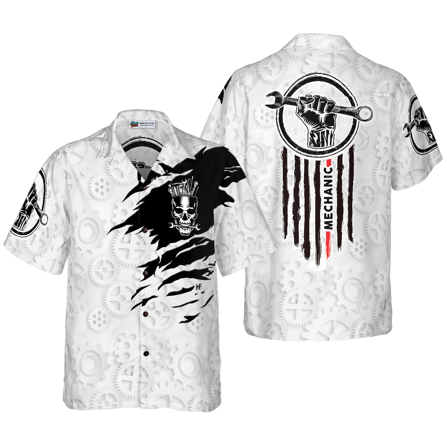 Mechanic Skull Hawaiian Shirt - Hyperfavor