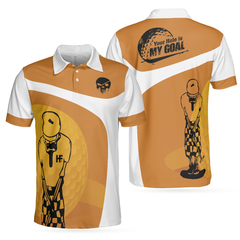 Your Hole Is My Goal Skull Polo Shirt, Light Brown Skeleton Golfer Polo Shirt, Best Golf Shirt For Men - Hyperfavor