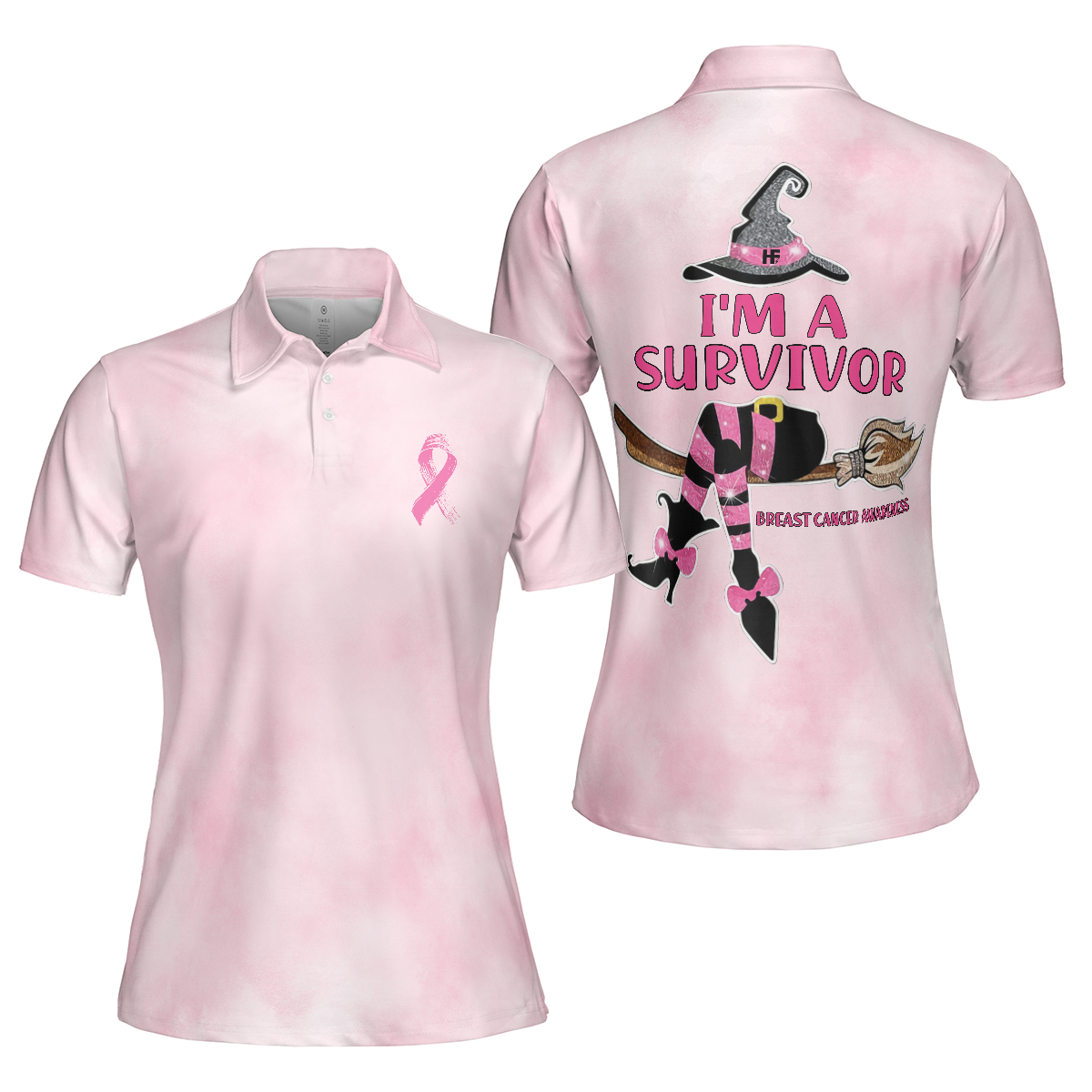 I'm A Survivor Breast Cancer Short Sleeve Women Polo Shirt, Breast Cancer Awareness Shirt For Ladies - Hyperfavor