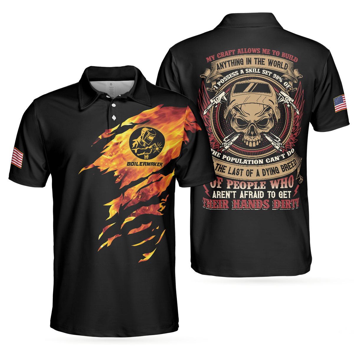 Boilermaker My Craft Allows Me To Build Anything Polo Shirt, Skull Polo Shirt, Boilermaker Shirt For Men - Hyperfavor