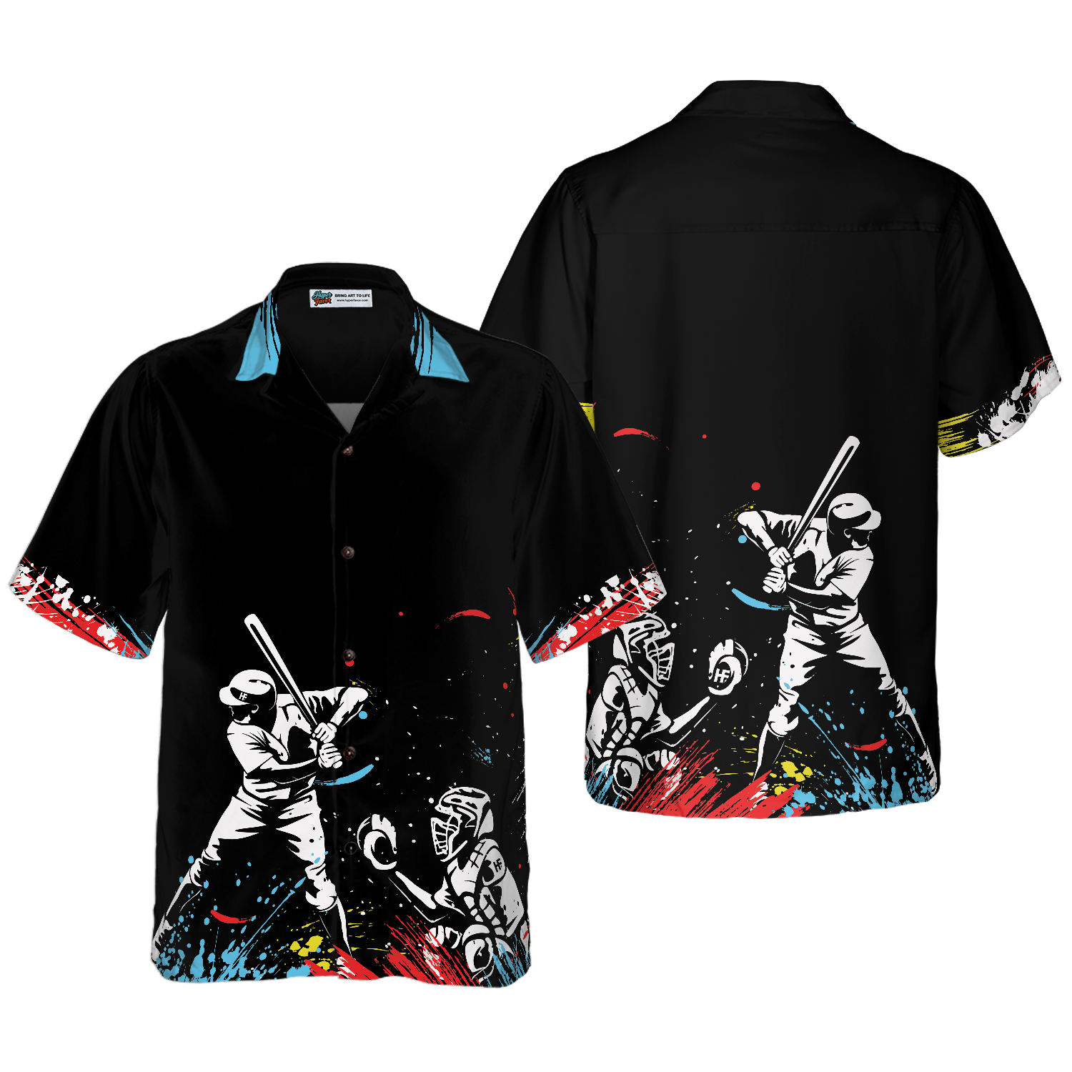 Colorful Baseball Dark Background Hawaiian Shirt - Hyperfavor