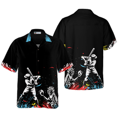 Colorful Baseball Dark Background Hawaiian Shirt - Hyperfavor