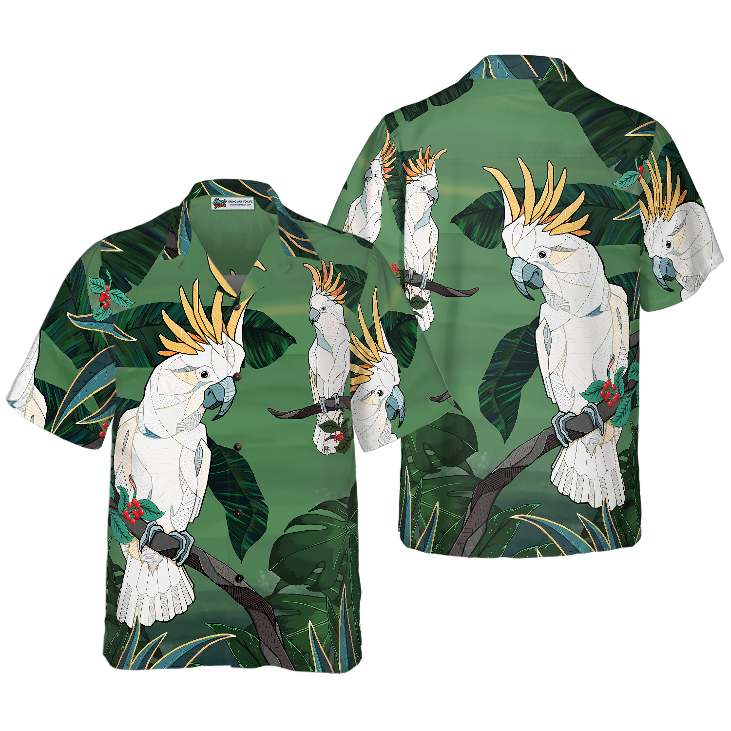 Tropical Cockatoo Parrot Hawaiian Shirt - Hyperfavor