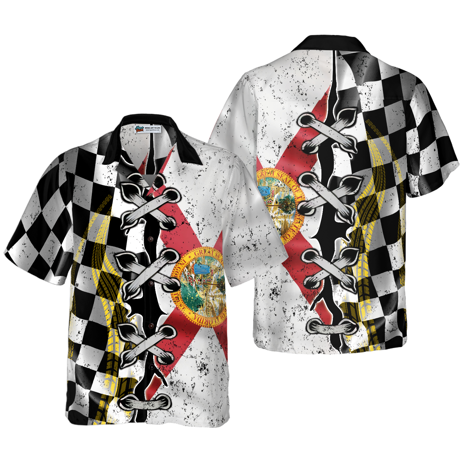 Florida Racing Flag Hawaiian Shirt - Hyperfavor