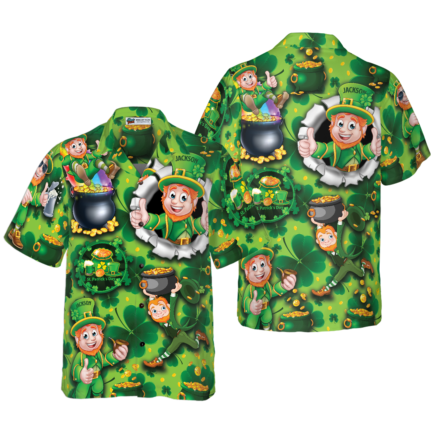 Personalized Name Leprechaun Happy Saint Patricks's Day Custom Hawaiian Shirt - Hyperfavor