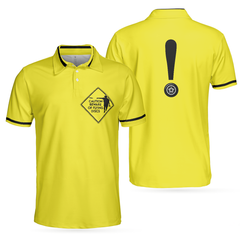 Caution Beware Of Flying Discs Short Sleeve Polo Shirt, Yellow Skull Polo Shirt, Best Golf Shirt For Men - Hyperfavor