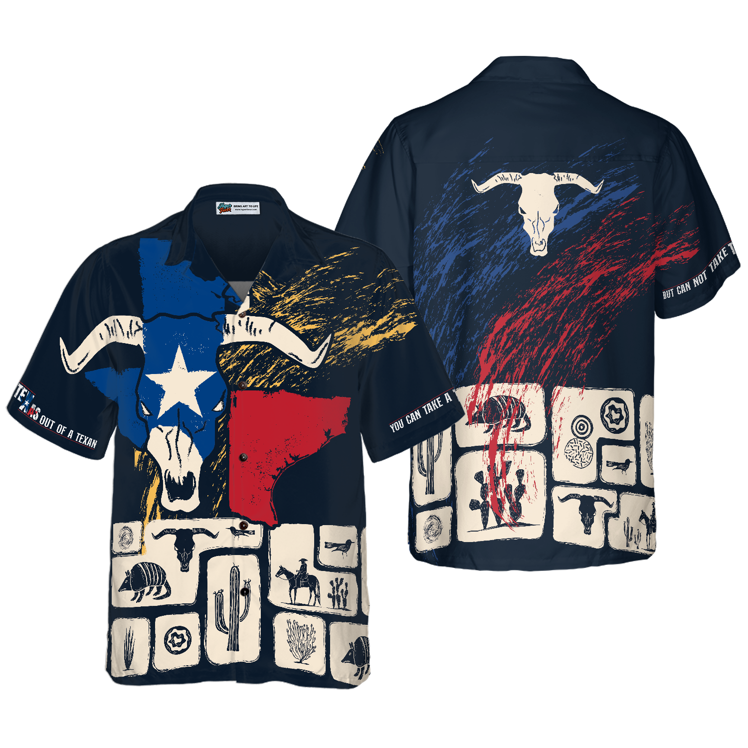 Texas Flag Hawaiian Shirt For Men, Texas Pride Home Shirt Longhorn Skull, Proud Texas Shirt For Texans - Hyperfavor