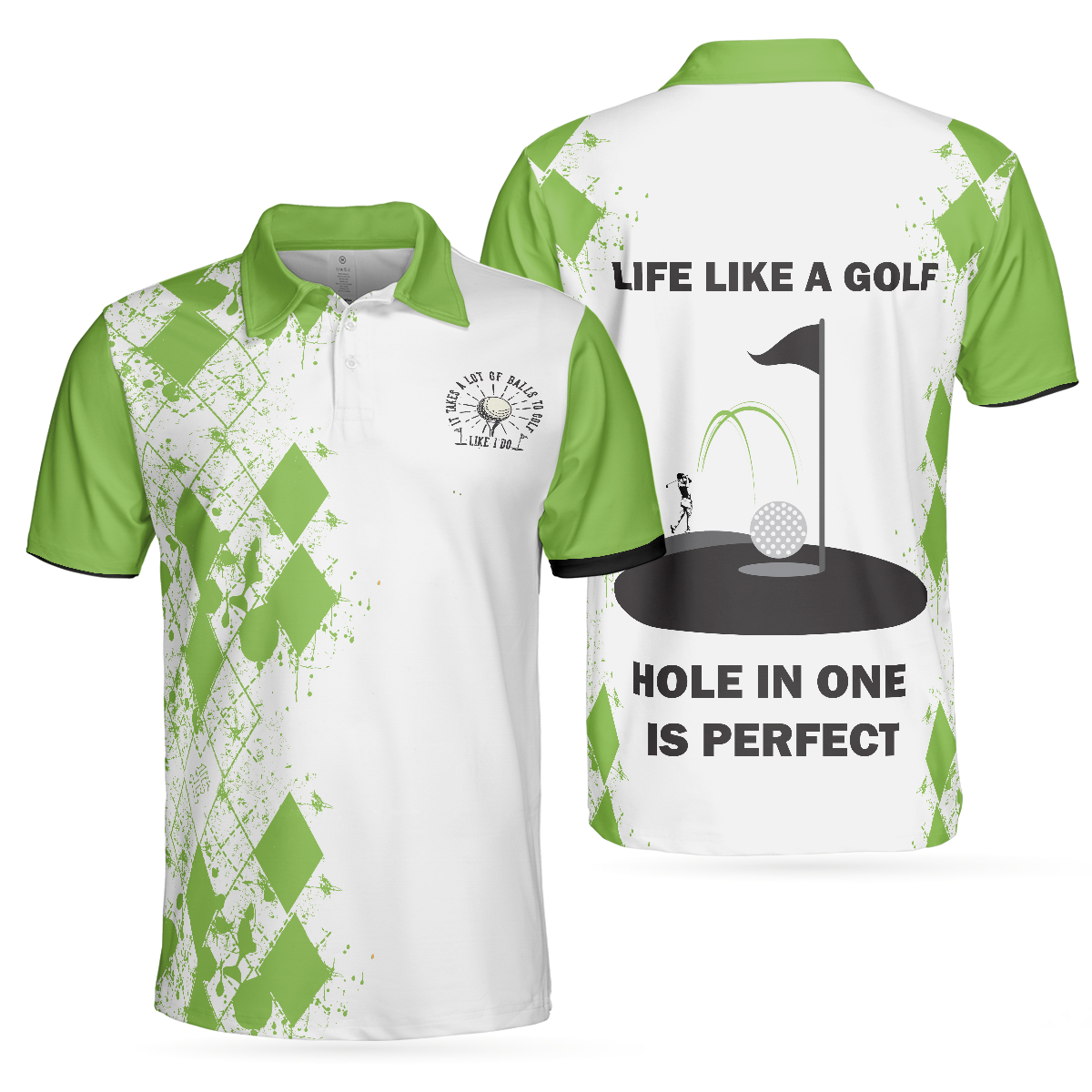Hole In One Is Perfect Polo Shirt, White And Green Golf Shirt For Men - Hyperfavor