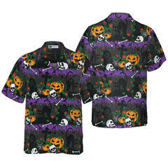 Halloween Pumpkin And Black Cats Hawaiian Shirt - Hyperfavor