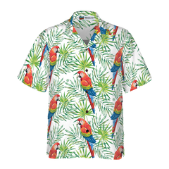 Macaw Parrots Green Palm Leaves Hawaiian Shirt - Hyperfavor