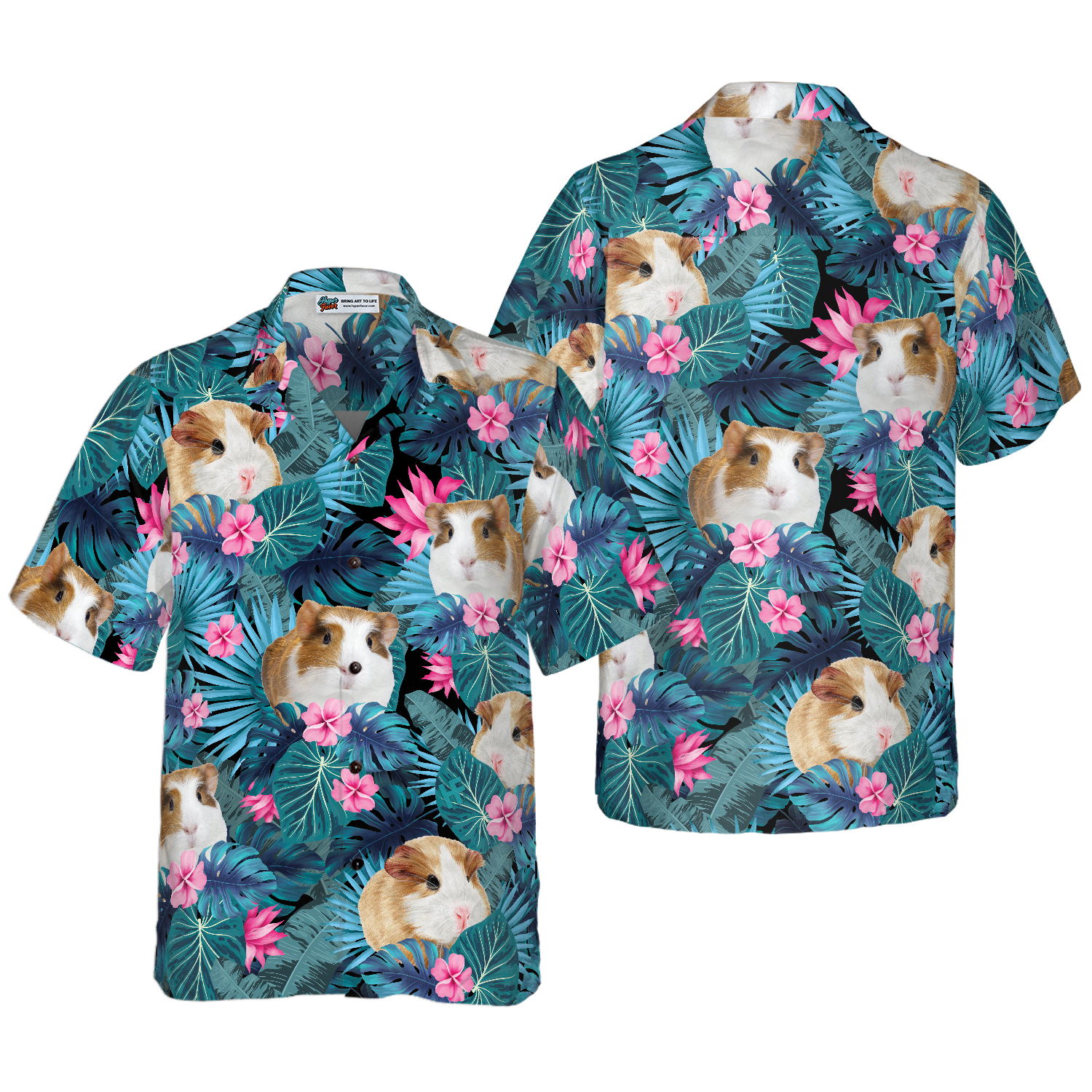 Cute Guinea Pig Tropical Pattern Hawaiian Shirt - Hyperfavor