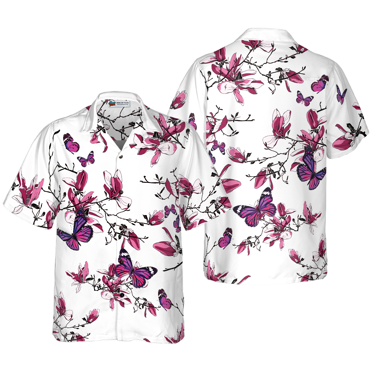 Floral Butterfly Pattern V1 Hawaiian Shirt - Hyperfavor