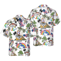 Unicorn American Flag Hawaiian Shirt - Hyperfavor