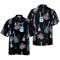 Tropical Guitar & Leaves Hawaiian Shirt - Hyperfavor