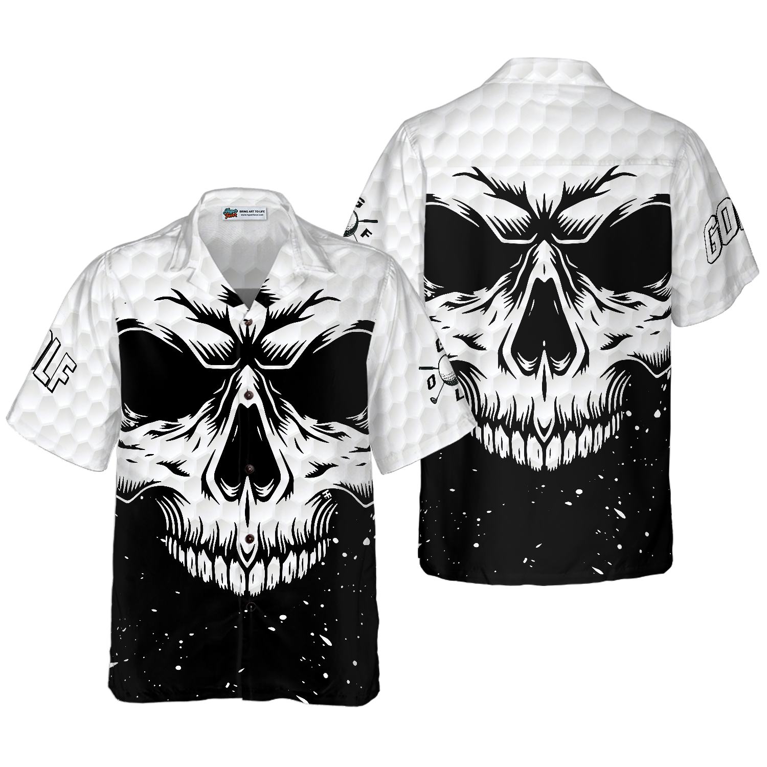 White Skull Golf Hawaiian Shirt - Hyperfavor