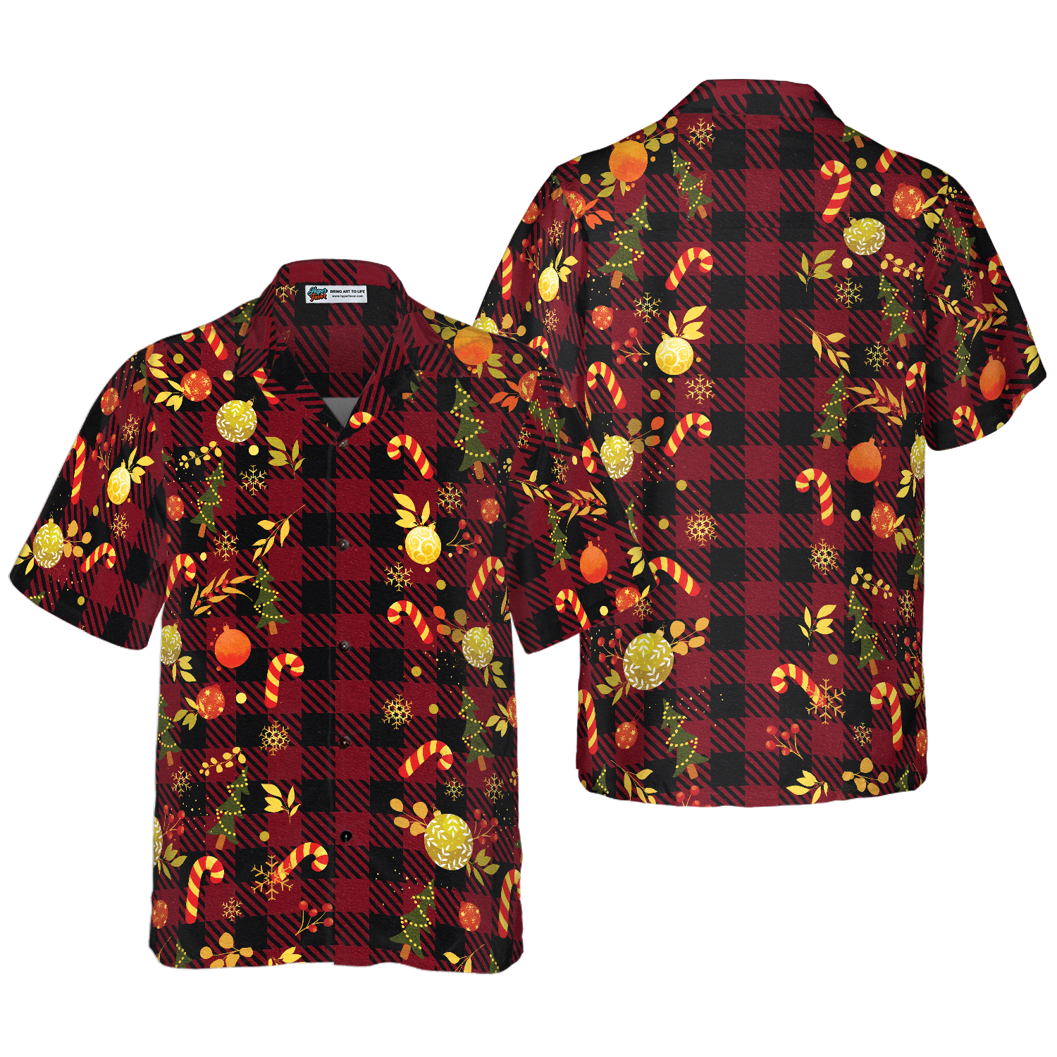 Hyperfavor Christmas Hawaiian Shirts, Merry Christmas Red Plaid Pattern Shirt Short Sleeve, Christmas Shirt Idea Gift For Men And Women - Hyperfavor