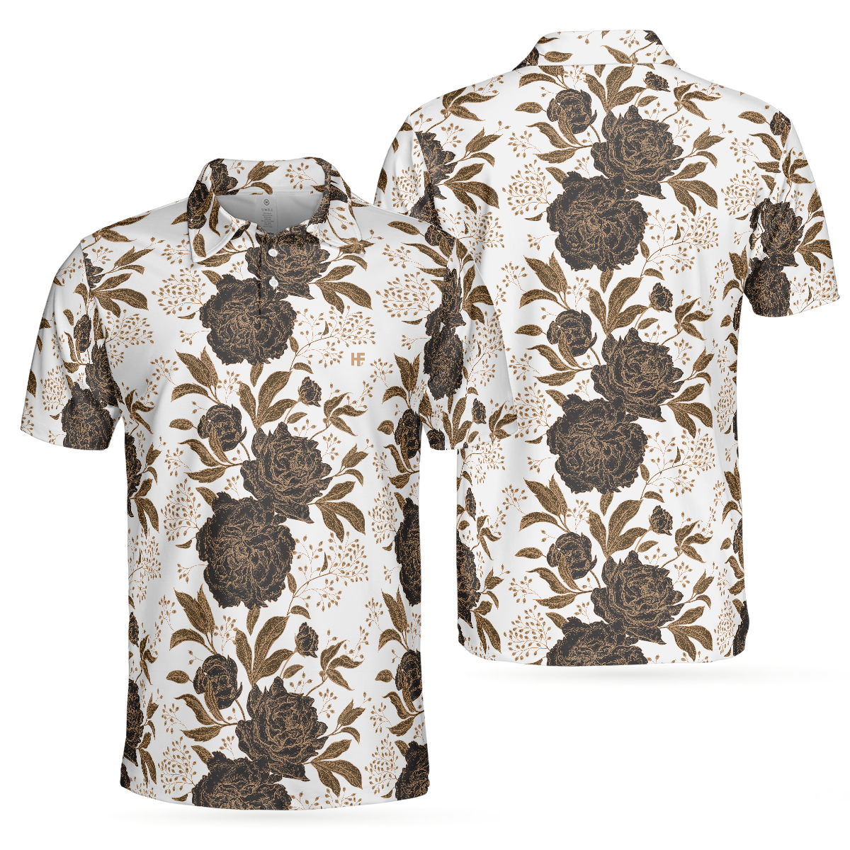 Vintage Peonies And Roses Seamless Pattern Polo Shirt, Vintage Rose Shirt Design For Adults, Best Roses Pattern Shirt - Hyperfavor