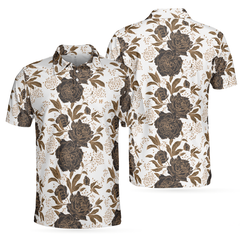 Vintage Peonies And Roses Seamless Pattern Polo Shirt, Vintage Rose Shirt Design For Adults, Best Roses Pattern Shirt - Hyperfavor