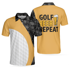 Golf Beer Repeat Polo Shirt, Colorful Golfing Shirt For Male Players, Cool Golf Gift Idea For Golfers - Hyperfavor
