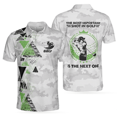 The Most Important Shot Is The Next One Golf Polo Shirt, Colorful Triangle Pattern Golf Shirt For Men - Hyperfavor