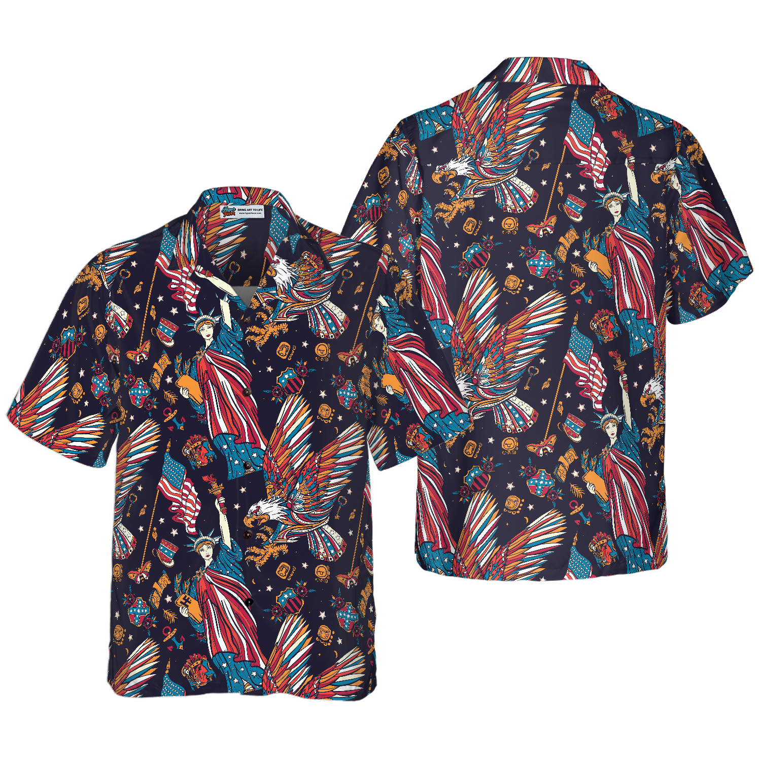 Tattoo Style American Eagle Shirt For Men Hawaiian Shirt - Hyperfavor