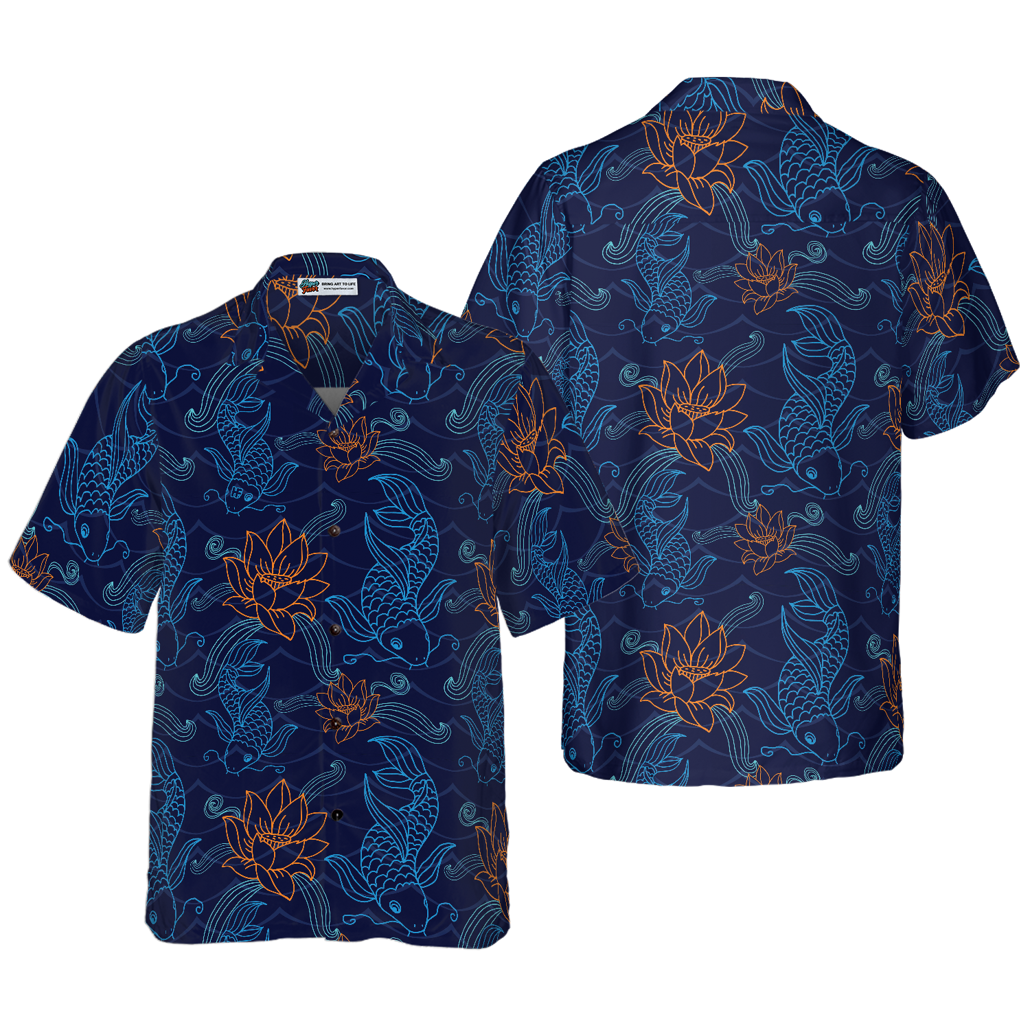 Koi Fish And Lotus Hawaiian Shirt - Hyperfavor