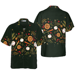 Hyperfavor Christmas Hawaiian Shirts For Men and Women, Christmas Baseball Pattern Hawaiian Shirt Button Down Shirt Short Sleeve - Hyperfavor