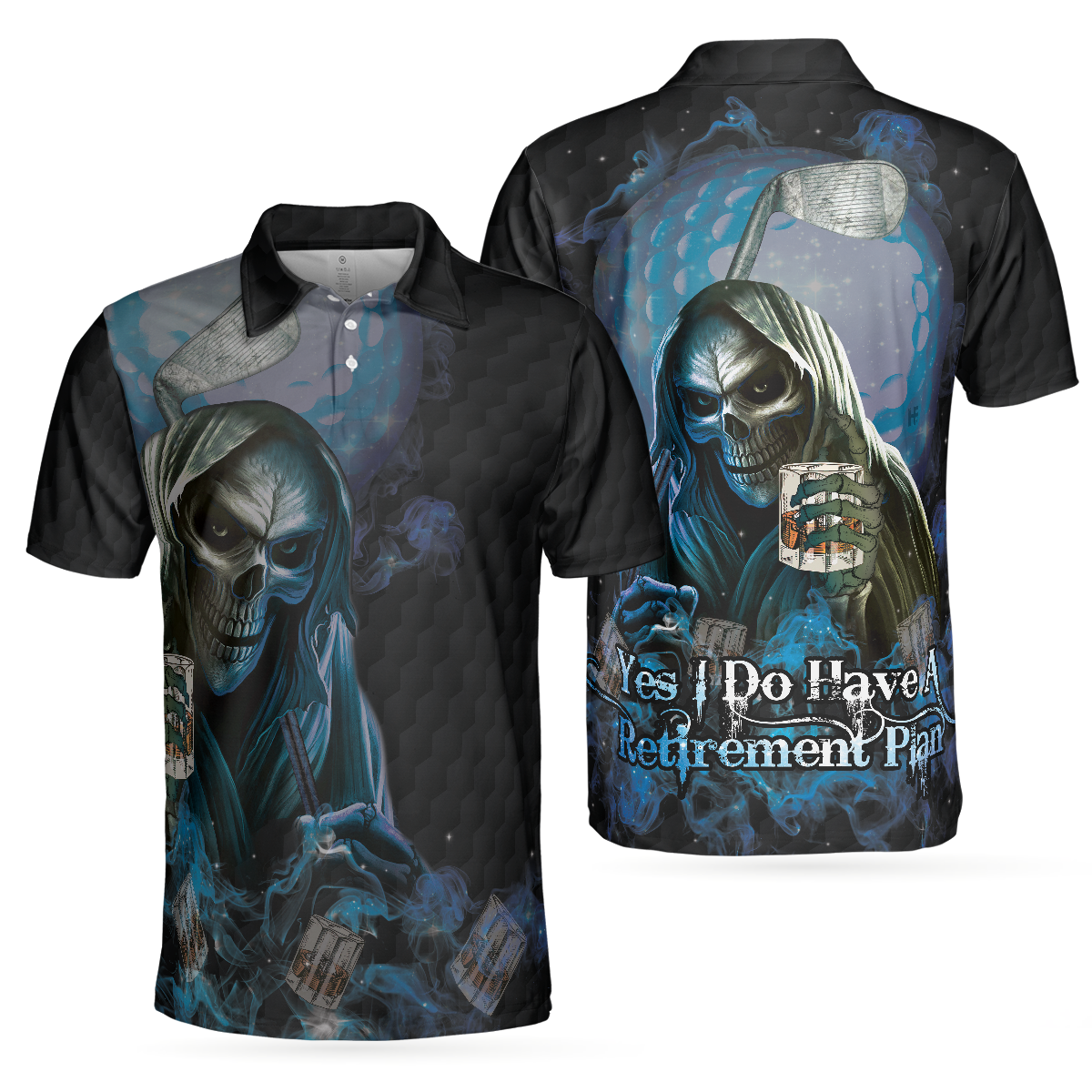 Yes I Do Have A Retirement Plan Golf And Bourbon Polo Shirt, Scary Drinking Golf Shirt, Funny Golf Sayings - Hyperfavor