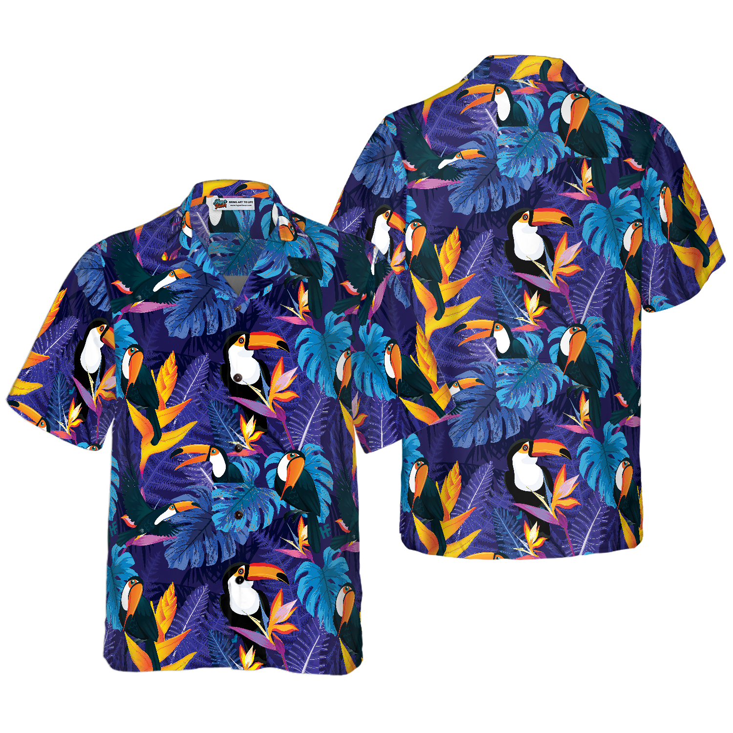 Toucan Birds Tropical Leaves V1 Hawaiian Shirt - Hyperfavor