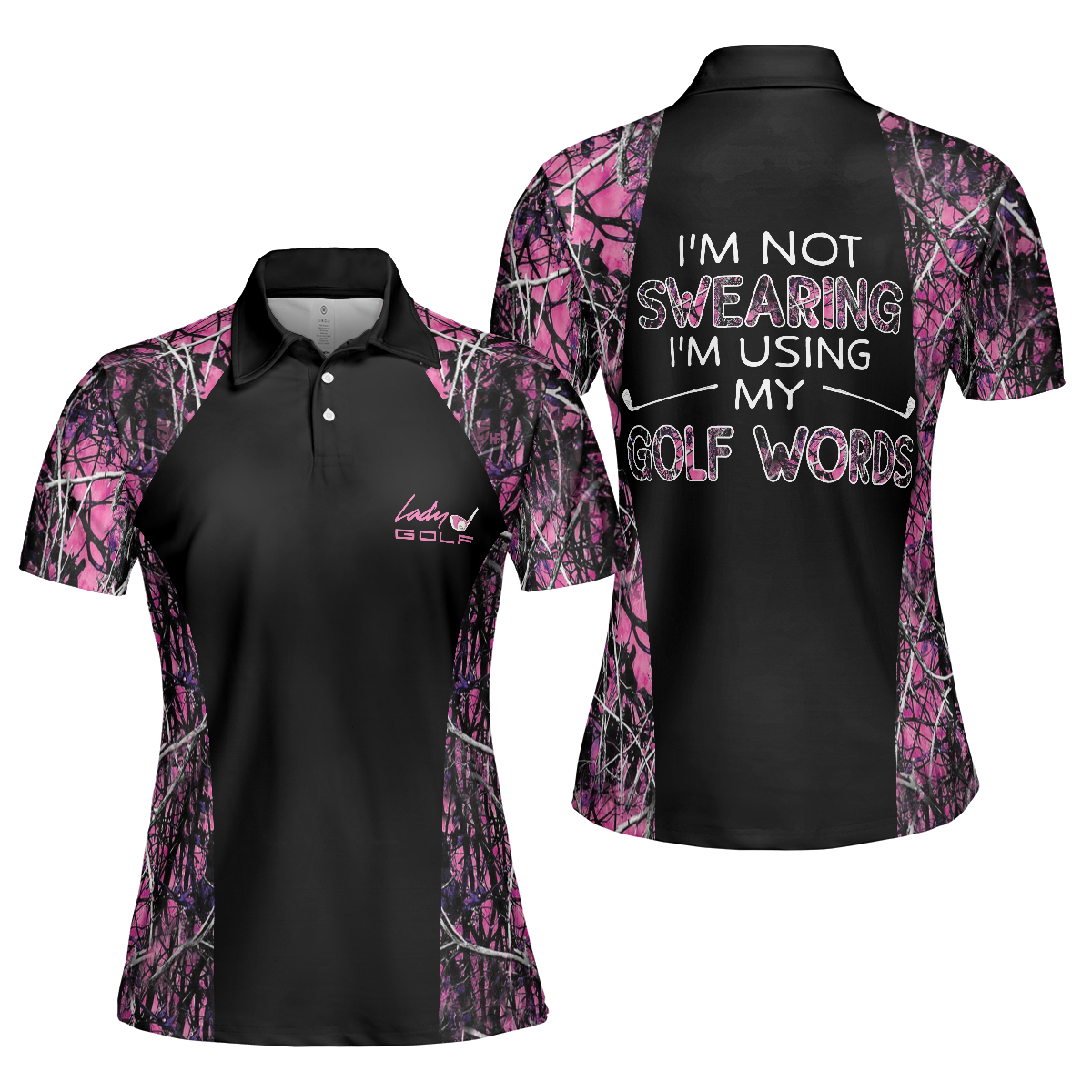 I'm Not Swearing I'm Using My Golf Words Camouflage Pattern Golf Short Sleeve Women Polo Shirt, Golf Shirt For Ladies - Hyperfavor
