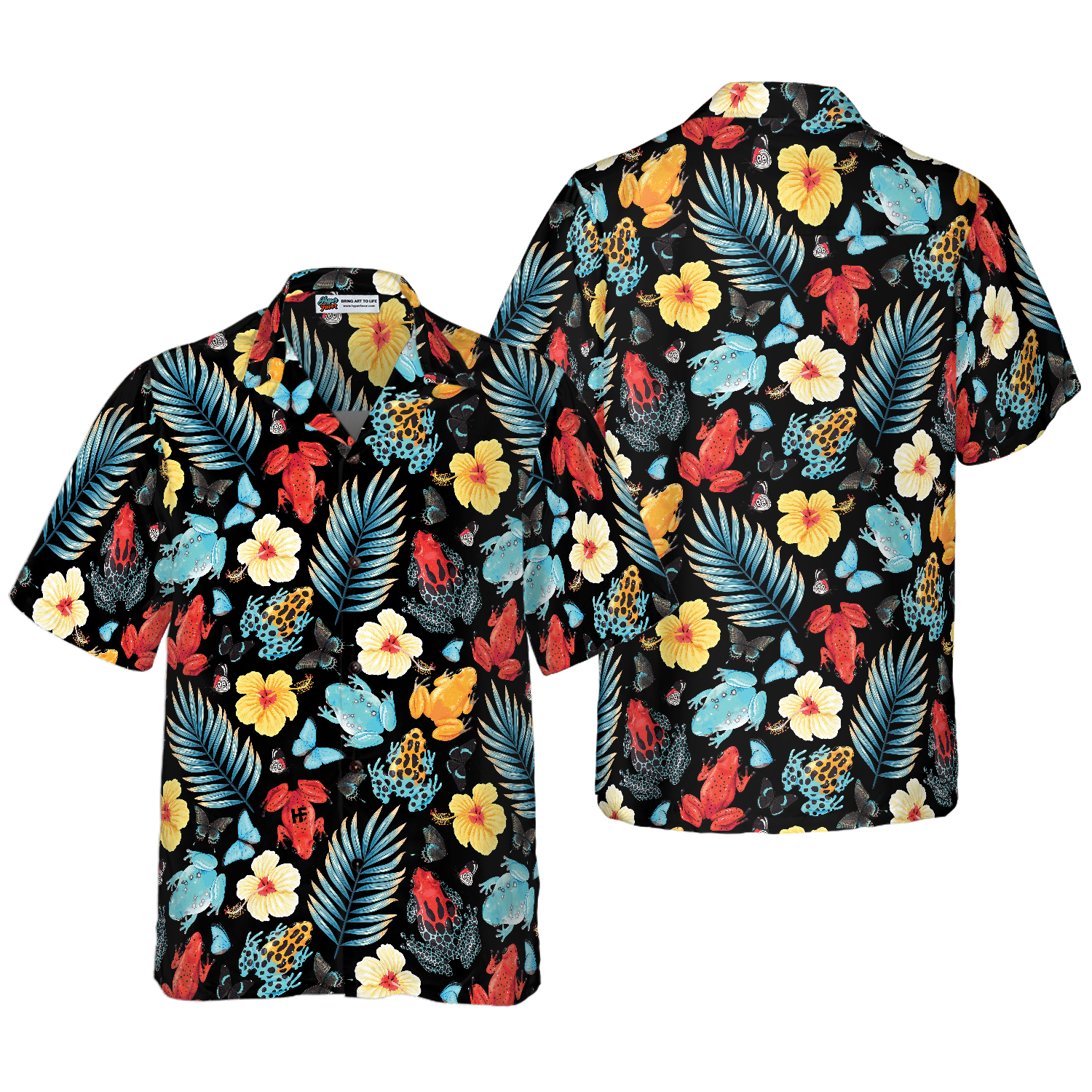 Tropical Flowers And Frogs Hawaiian Shirt - Hyperfavor
