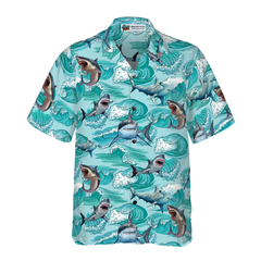 Sharks On Sea Waves Hawaiian Shirt - Hyperfavor