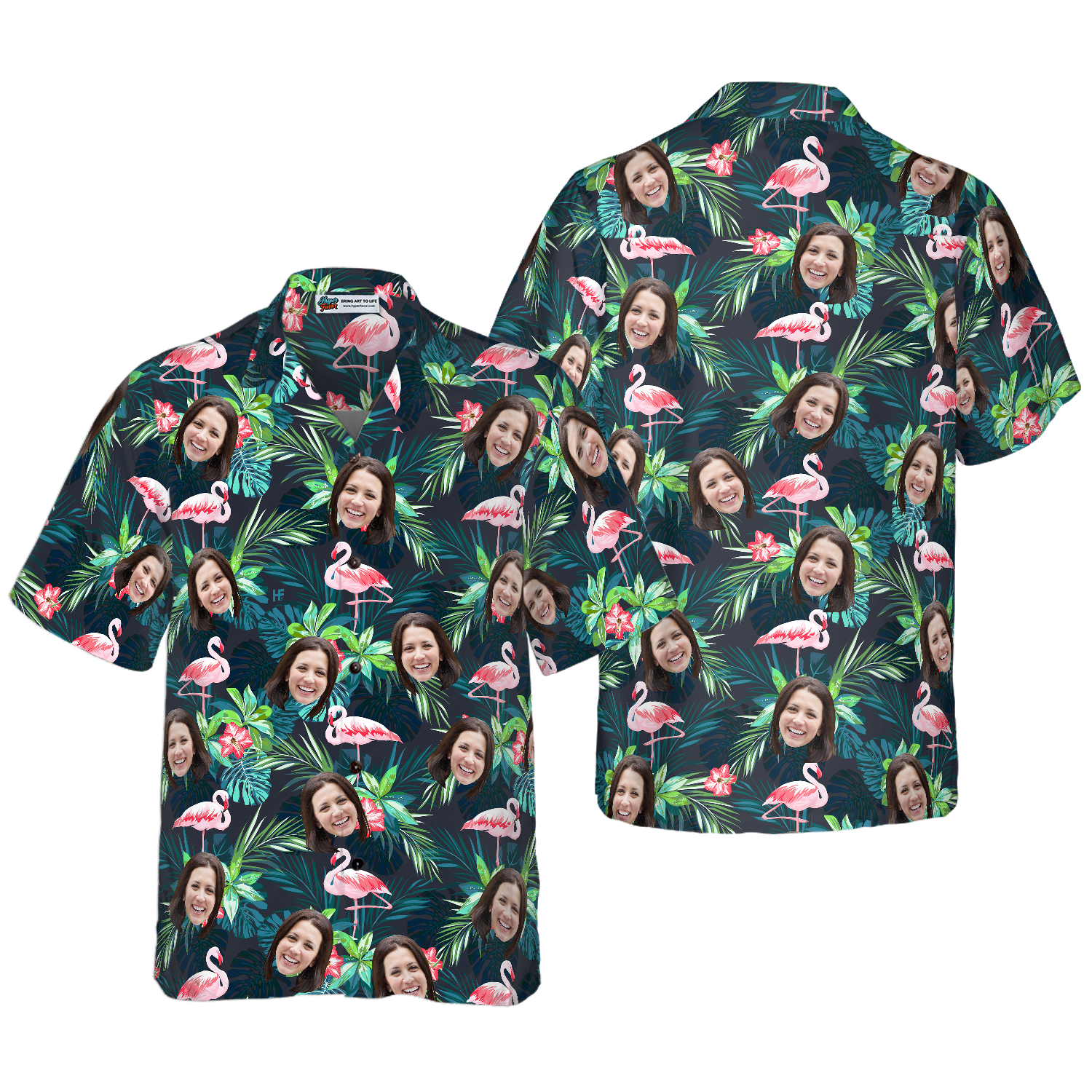 Funny Custom Face Flamingo 02 Custom Hawaiian Shirt - Hyperfavor