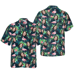 Funny Custom Face Flamingo 02 Custom Hawaiian Shirt - Hyperfavor