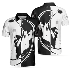American Golfer Hard Swing US Flag Polo Shirt, Black And White American Flag Polo Shirt, Best Golf Shirt For Men - Hyperfavor